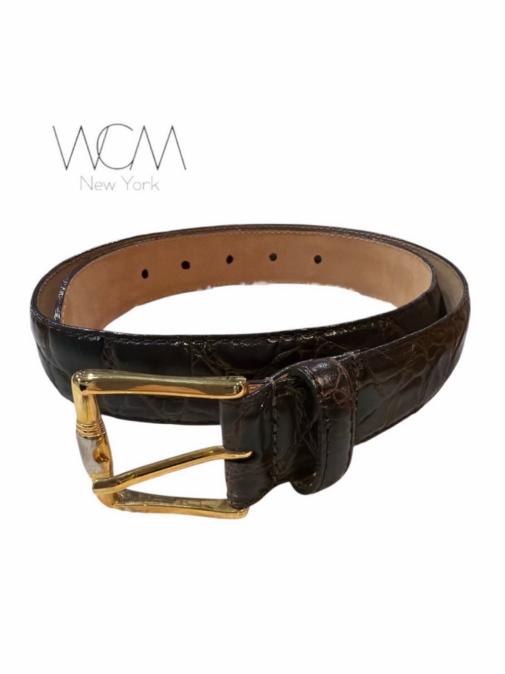 WCM New York‎ VINTAGE Genuine Italian Calfskin Brown Belt - Size M